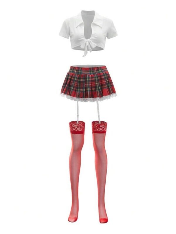 School Girl Costume With Stockings - Image 5